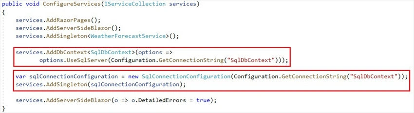 SQL connection configuration