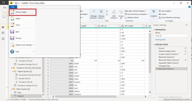 Combine and transform data of multiple files located in a Folder in Power BI