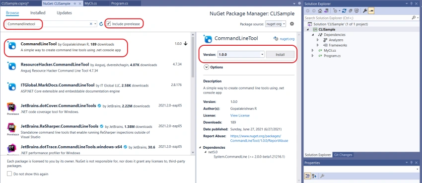 Commandline tools using .Net 5
