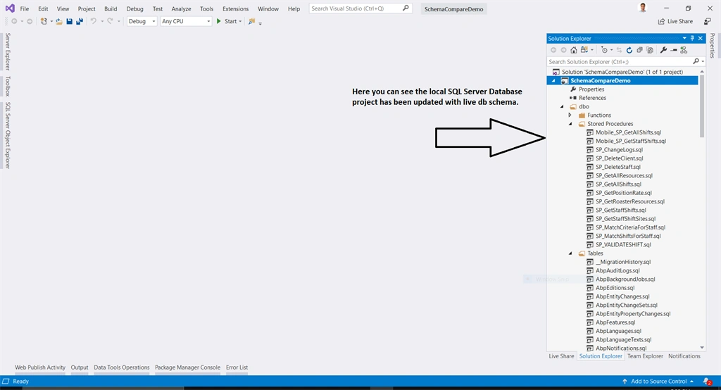 Compare And Update SQL Server Database Project With Visual Studio