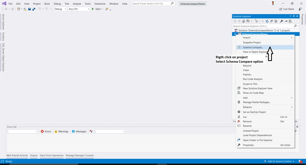 Compare And Update SQL Server Database Project With Visual Studio