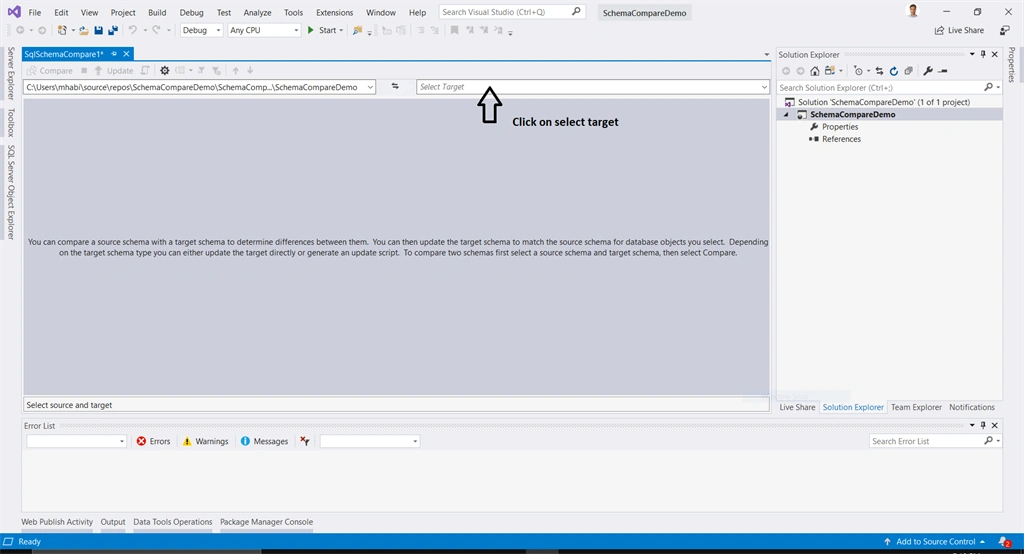 Compare And Update SQL Server Database Project With Visual Studio