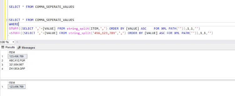 Compare Comma Seperated Values in SQL