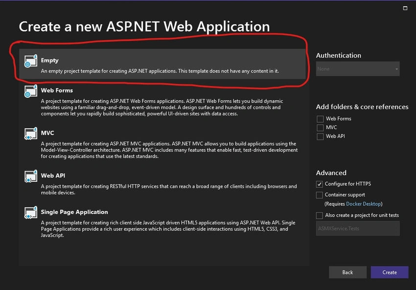 Empty web application
