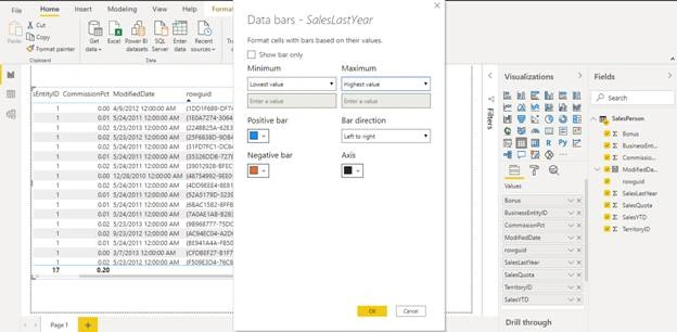 Click on data bar