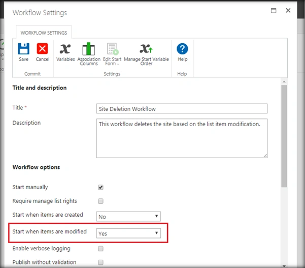 Start when items are modified
