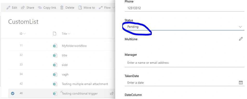 Trigger MS Flow On Condition Based On Column's Value With SharePoint List