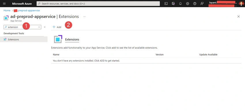 Configuration of Dynatrace on Azure Web App Service