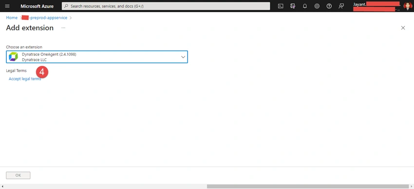 Configuration of Dynatrace on Azure Web App Service