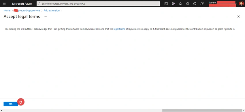 Configuration of Dynatrace on Azure Web App Service