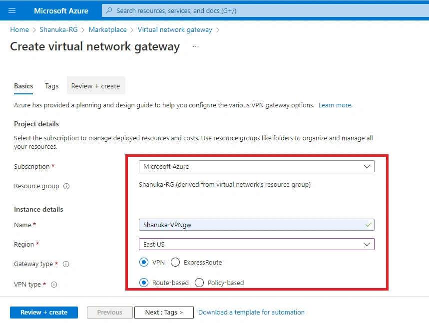 Configure A IPsec Tunnel VNet-To-VNet VPN Gateway