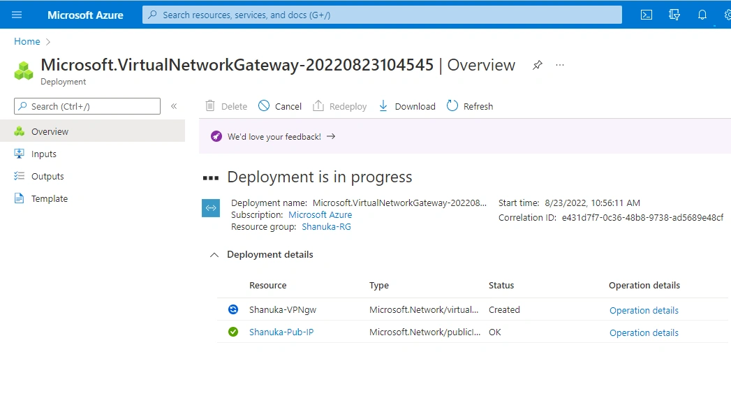 Configure A IPsec Tunnel VNet-To-VNet VPN Gateway