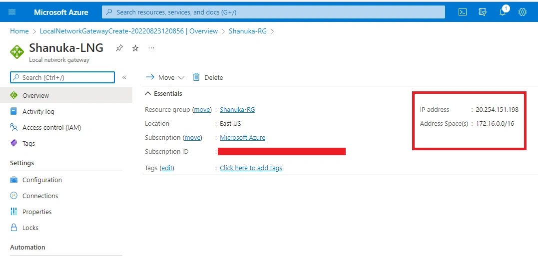 Configure A IPsec Tunnel VNet-To-VNet VPN Gateway