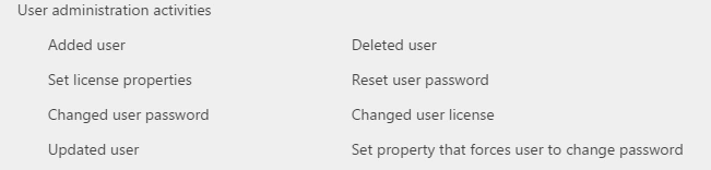 User administration activities