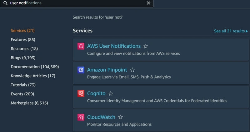 Configure AWS User Notifications