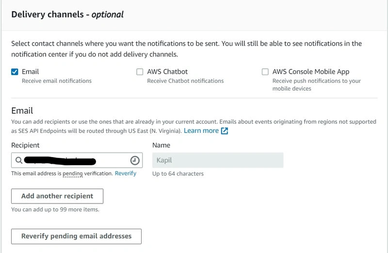 Configure AWS User Notifications