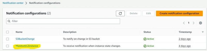 Configure AWS User Notifications