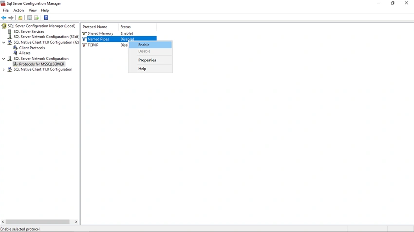 Configure Named Pipe and TCP/IP Settings of SQL Server