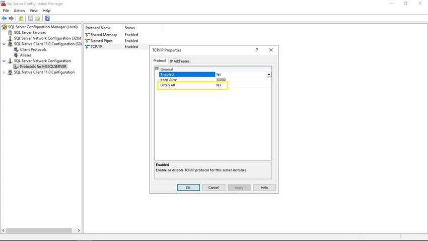 Configure Named Pipe and TCP/IP Settings of SQL Server