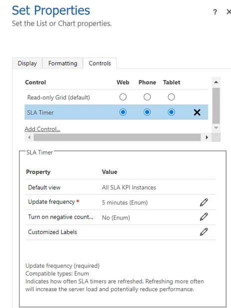 SLA Timer control 
