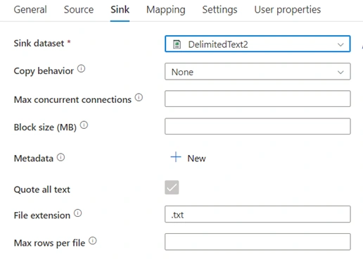 Configuring an ADF Pipeline activity Output to File in ADLS
