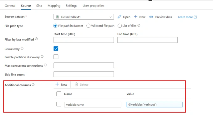 Configuring an ADF Pipeline activity Output to File in ADLS