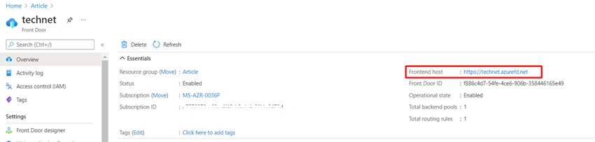 Configuring Azure Front Door for a highly available web application
