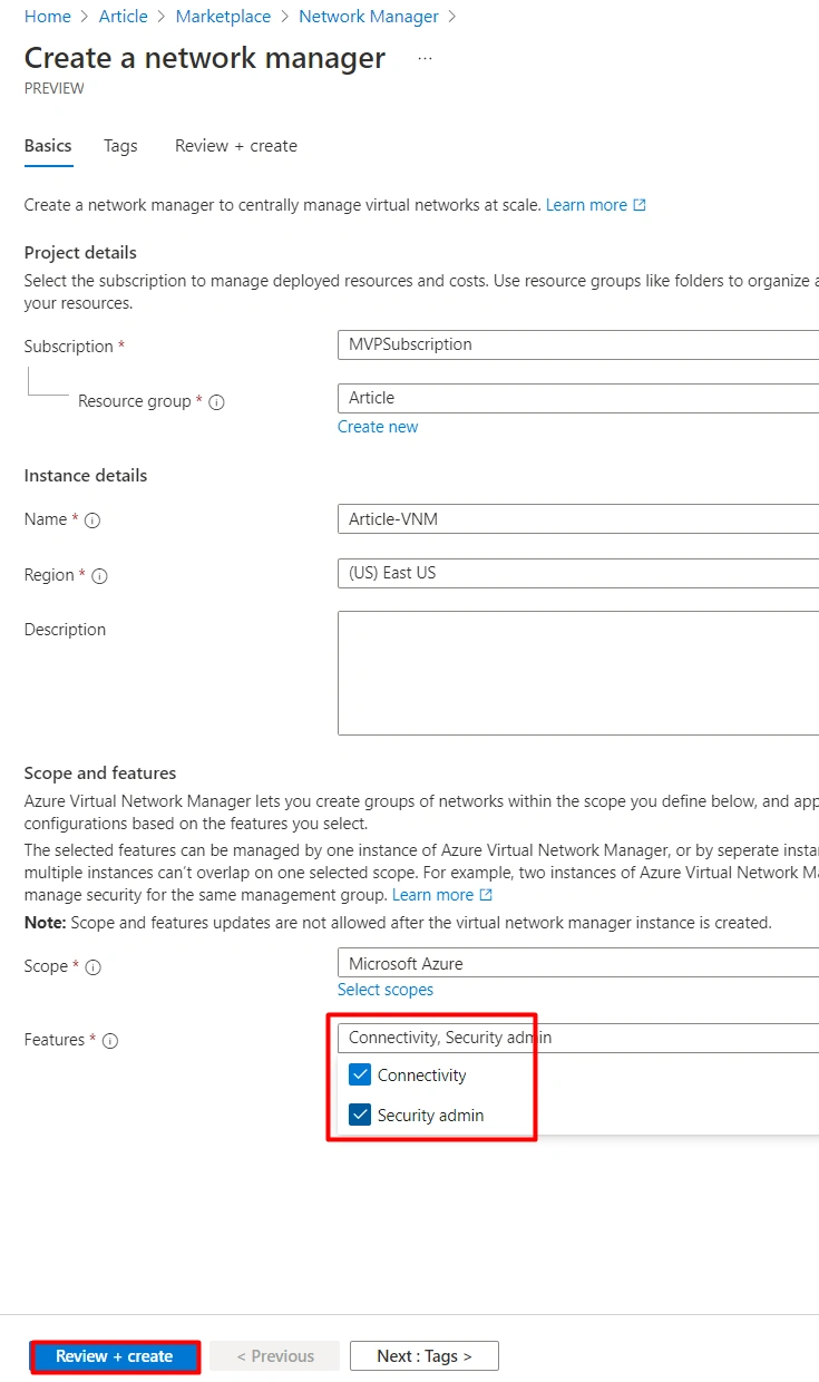 Configuring Azure Virtual Network Manager