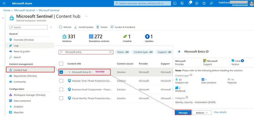 Manage Content hub