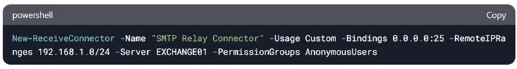 Receive connector using PowerShel