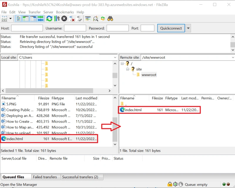 Configuring FTP Server for Azure App Service
