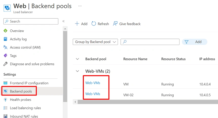 Configuring NAT and PAT for Azure Load balancer