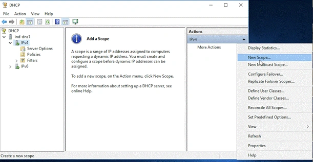 Creating Scope in DCHP Manager