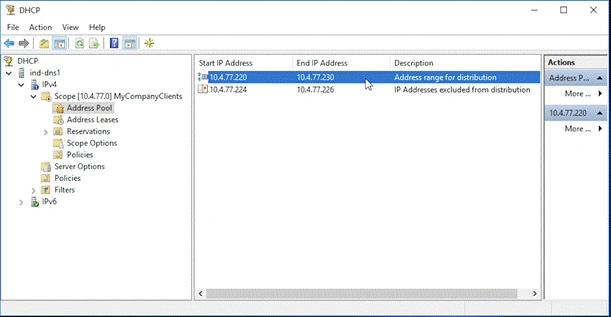 DHCP Scope and Address Pool