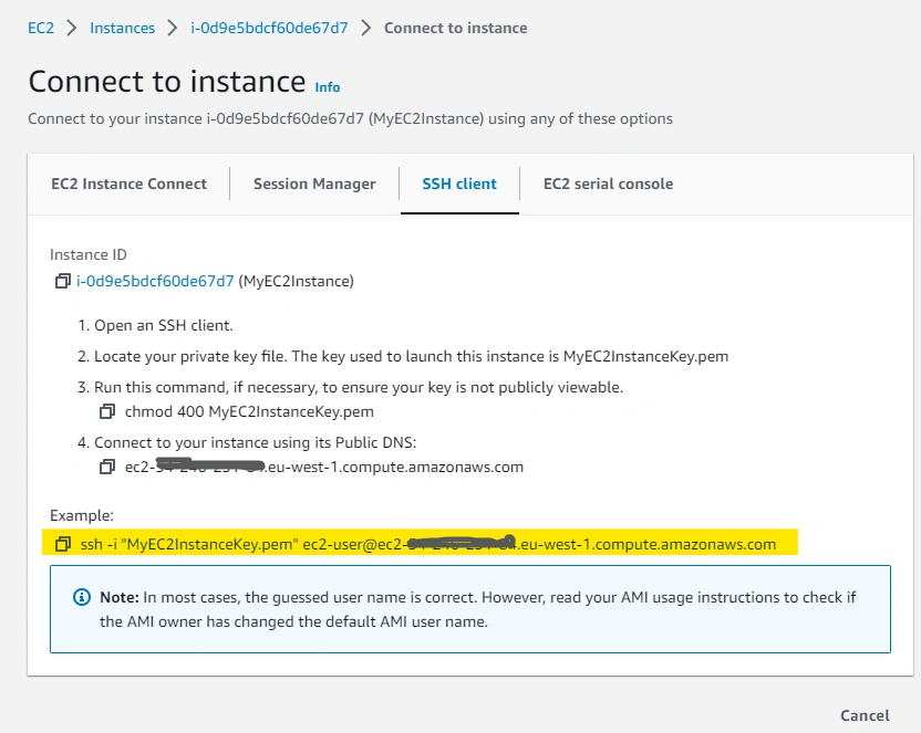 Connect AWS EC2 Instance using SSH