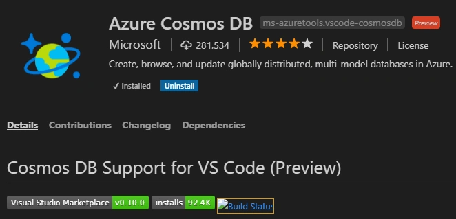 Connect Cosmos DB Local Emulator From Visual Studio Code