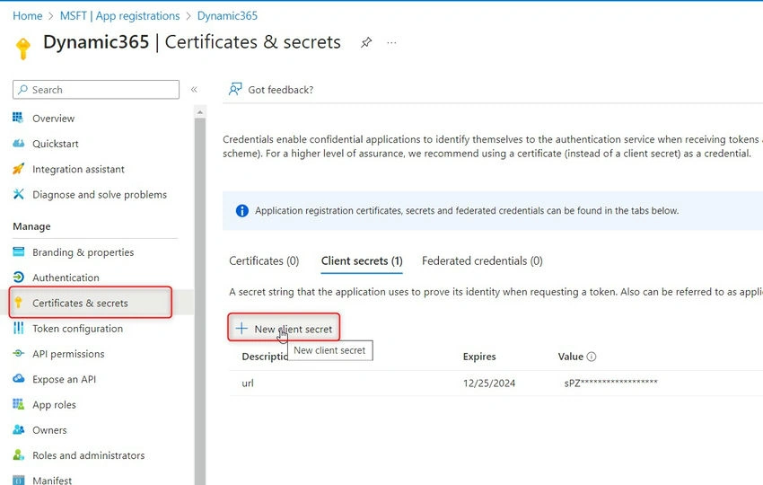 Client secret ID