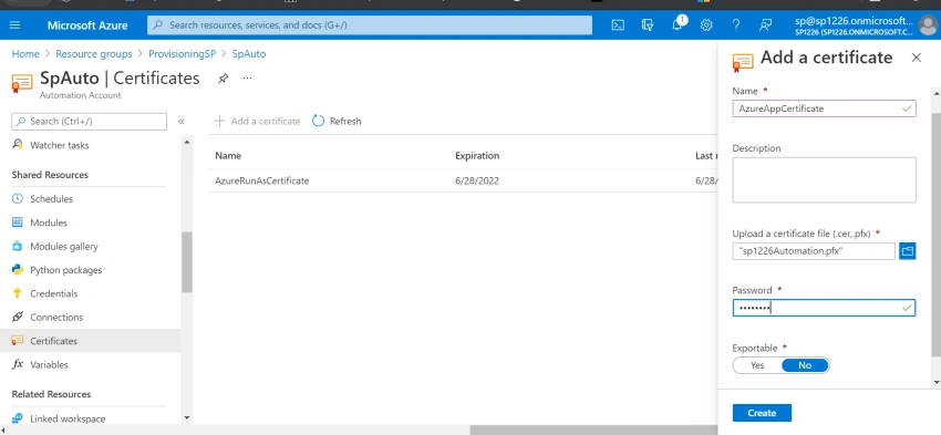 Connect to SharePoint Online using Azure AD App only in Azure Automation