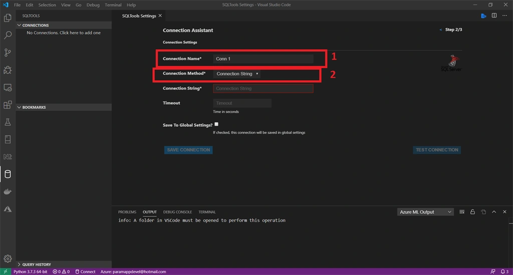 Connecting Azure SQL Database In Visual Studio Code