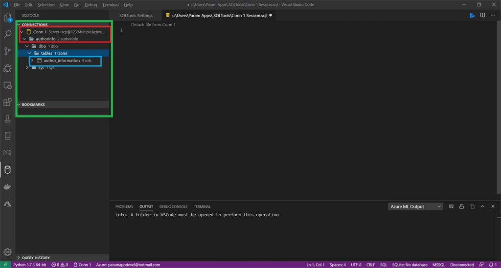 Connecting Azure SQL Database In Visual Studio Code