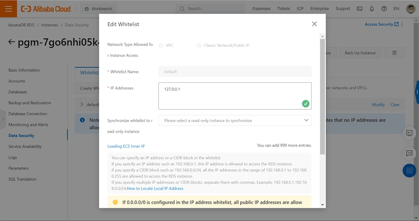 Connecting .NET API to ApsaraDB 2 with postgreSQL