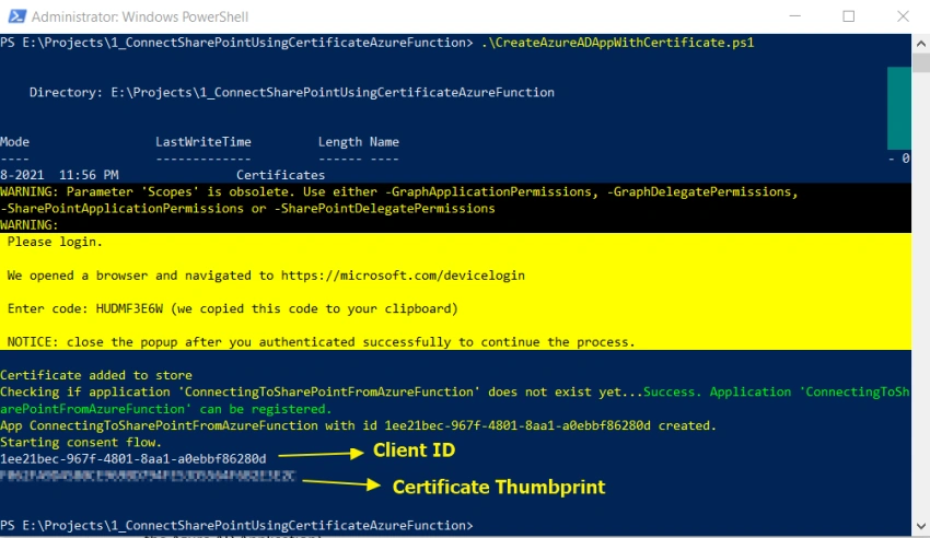 Connecting to SharePoint Online using Certificate based Authentication in Azure Function