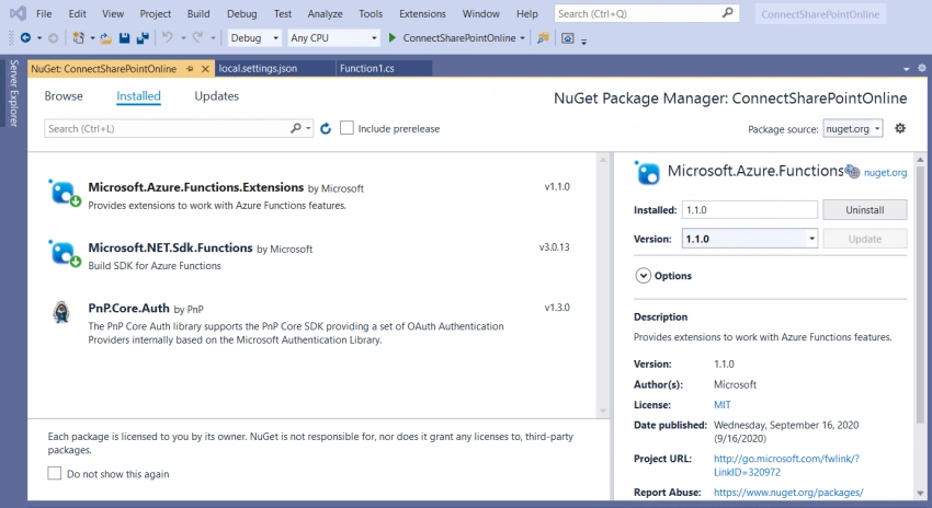 Connecting to SharePoint Online using Certificate based Authentication in Azure Function