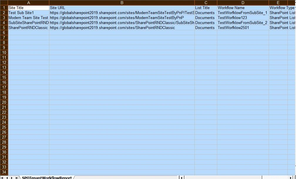 CSV-Report-Get-all-workflows-from-SharePoint-Online-Tenant-using-PowerShell-CSOM