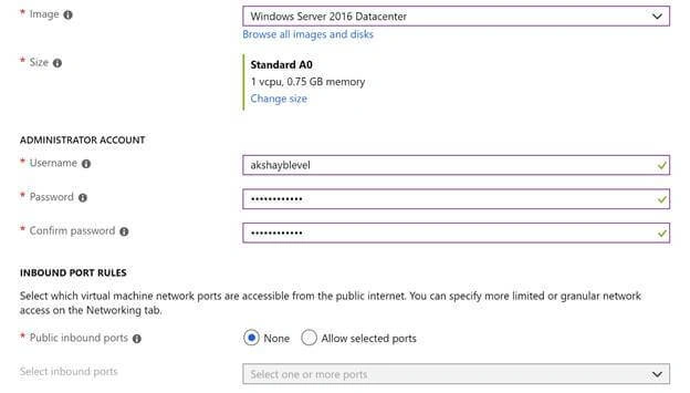 Construct Azure Virtual Machine