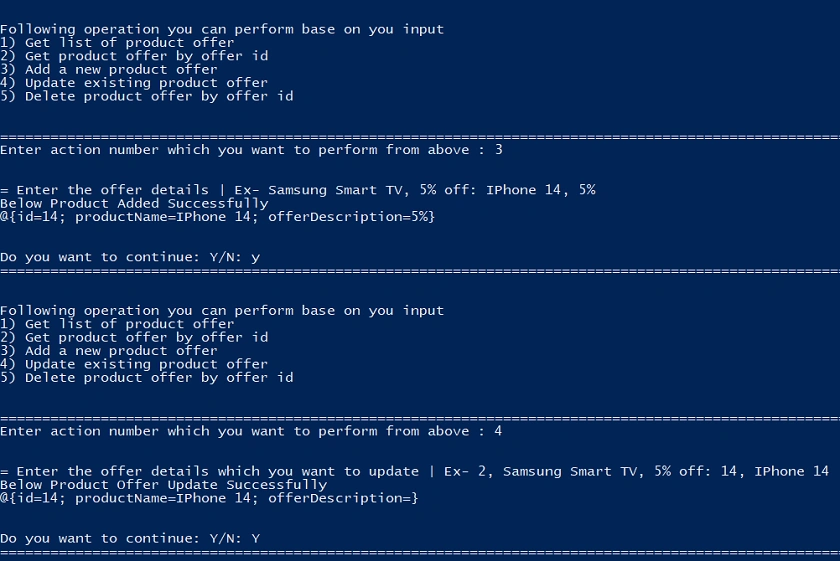Consume the .NET Core 6 Web API in PowerShell script and perform CRUD operation