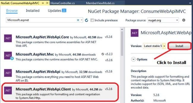 Consuming Web API In ASP.NET MVC
