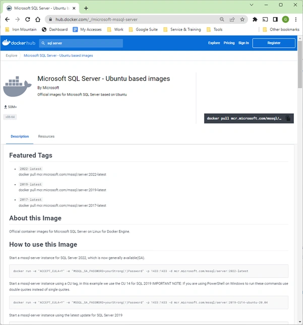 Installing SQL Server into Docker
