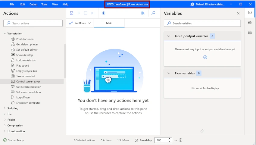 Control screen saver action in Desktop flow using Microsoft Power Automate