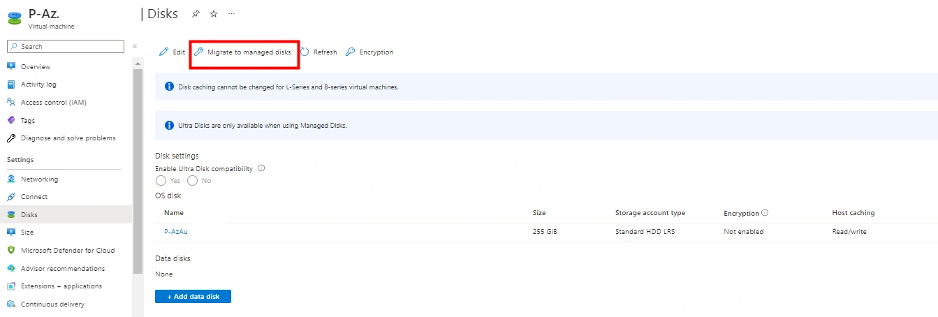 Convert Disks to Managed Disks